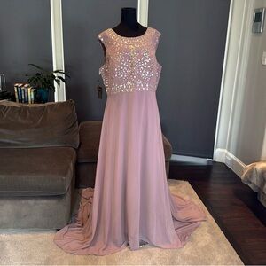 Women’s Full Length Beaded Bodice Mother of the Bride Dress Zip Back Size 18 NWT